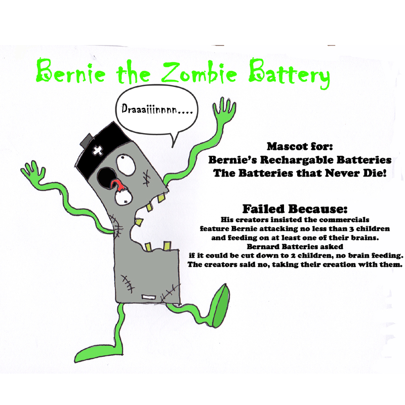 Failed Mascot Week - Bernie the Zombie Battery